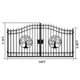 Greatbear Dual Swing Wrought Iron Gate with Pattern "Tree"